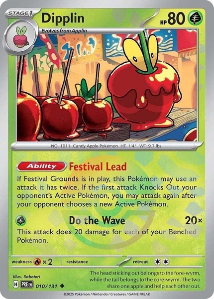 Thẻ hình Pokemon Dipplin 010/131 - Lá bài lẻ Prismatic Evolutions Uncommon Reverse Holo tiếng Anh chính hãng ảnh 3