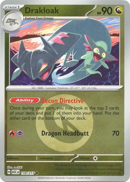Thẻ hình Pokemon Drakloak 159/217 - Lá bài lẻ Ascended Heroes Common Quick Ball Holo tiếng Anh chính hãng ảnh 2