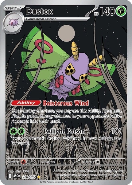 Thẻ hình Pokemon Dustox 220/217 - Lá bài lẻ Ascended Heroes Illustration Rare tiếng Anh chính hãng