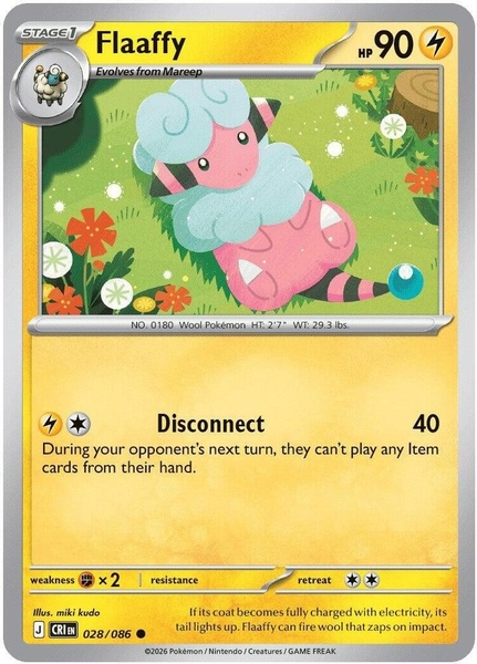 Thẻ hình Pokemon Flaaffy 028/086 - Lá bài lẻ Chaos Rising Common Reverse Holo tiếng Anh chính hãng
