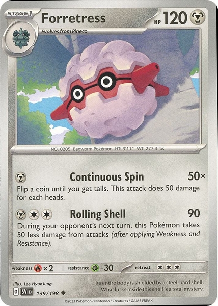Thẻ hình Pokemon Forretress 139/198 - Lá bài lẻ Scarlet & Violet Base Set Uncommon Reverse Holo tiếng Anh chính hãng