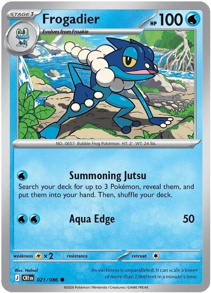 Thẻ hình Pokemon Frogadier 021/086 - Lá bài lẻ Chaos Rising Common Reverse Holo tiếng Anh chính hãng