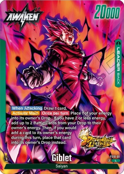 Thẻ hình Dragon Ball Giblet FS10-01 Leader - Lá bài lẻ Giblet FS10 tiếng Nhật chính hãng