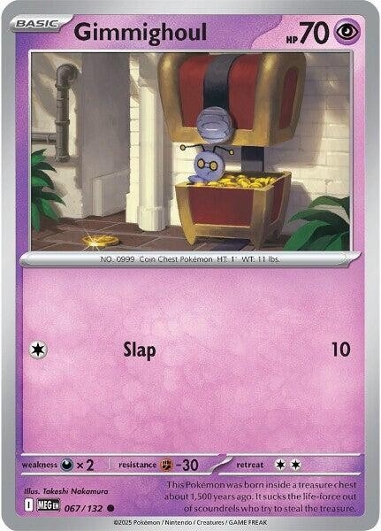 Thẻ hình Pokemon Gimmighoul 067/132 - Lá bài lẻ Mega Evolution Base Set Common Reverse Holo tiếng Anh chính hãng