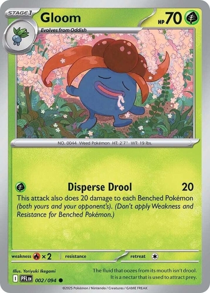 Thẻ hình Pokemon Gloom 002/094 - Lá bài lẻ Phantasmal Flames Common Reverse Holo tiếng Anh chính hãng