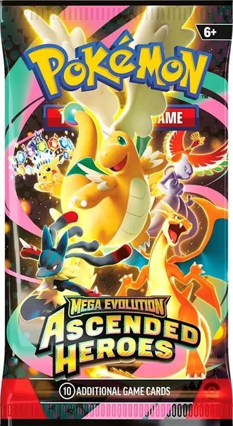 Gói thẻ bài Ascended Heroes Booster Pack tiếng Anh chính hãng - Túi mù lẻ Series Mega Pokemon TCG