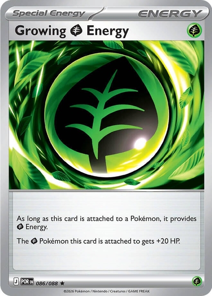 Thẻ hình Pokemon Growing Grass Energy 086/088 - Lá bài lẻ Perfect Order Holo Rare tiếng Anh chính hãng
