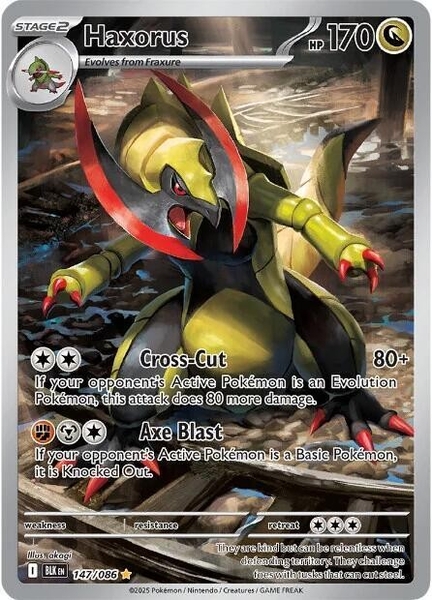 Thẻ hình Pokemon Haxorus 147/086 - Lá bài lẻ Black Bolt Illustration Rare tiếng Anh chính hãng