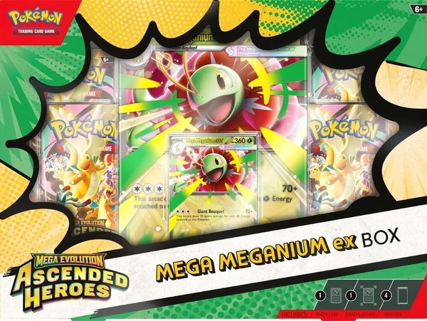 Hộp thẻ bài Ascended Heroes Mega Meganium ex Box tiếng Anh chính hãng - Pokemon TCG Series Mega Evolution