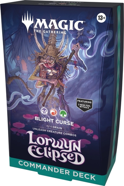 Hộp thẻ bài Magic: The Gathering Lorwyn Eclipsed Commander Deck Blight Curse tiếng Anh chính hãng