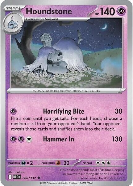 Thẻ hình Pokemon Houndstone 066/132 - Lá bài lẻ Mega Evolution Base Set Uncommon Reverse Holo tiếng Anh chính hãng