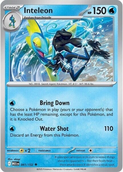 Thẻ hình Pokemon Inteleon 041/132 - Lá bài lẻ Mega Evolution Base Set Uncommon Reverse Holo tiếng Anh chính hãng