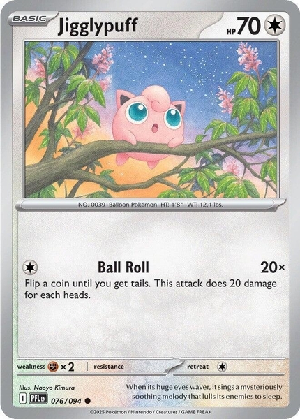 Thẻ hình Pokemon Jigglypuff 076/094 - Lá bài lẻ Phantasmal Flames Common Reverse Holo tiếng Anh chính hãng