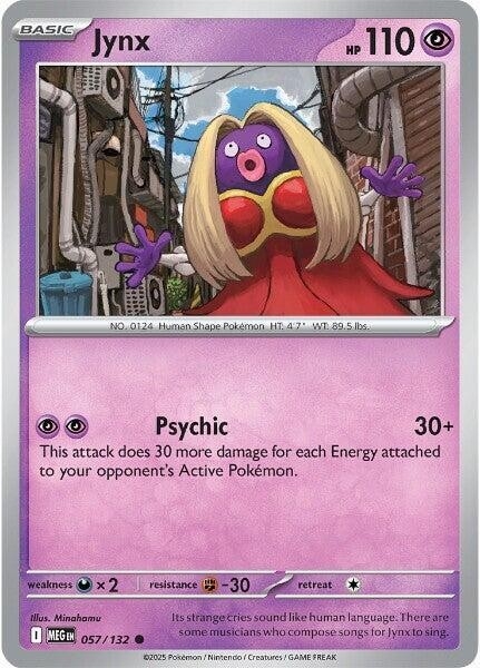 Thẻ hình Pokemon Jynx 057/132 - Lá bài lẻ Mega Evolution Base Set Common Reverse Holo tiếng Anh chính hãng