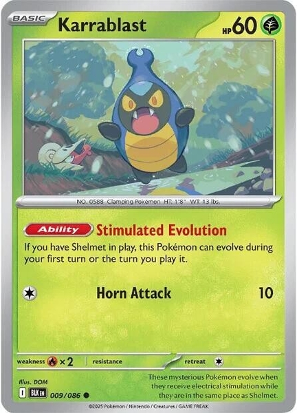Thẻ hình Pokemon Karrablast 009/086 - Lá bài lẻ Black Bolt Common Reverse Holo tiếng Anh chính hãng