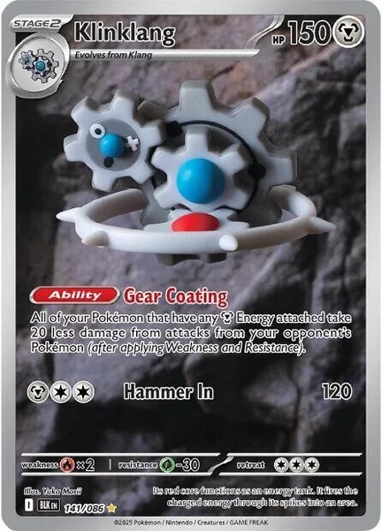 Thẻ hình Pokemon Klinklang 141/086 - Lá bài lẻ Black Bolt Illustration Rare tiếng Anh chính hãng