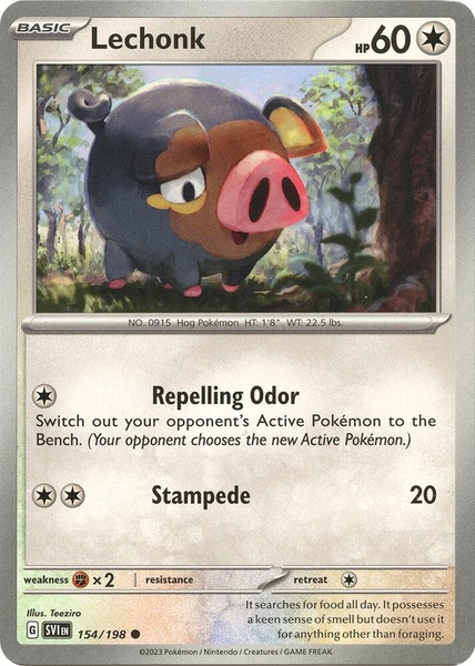 Thẻ hình Pokemon Lechonk 154/198 - Lá bài lẻ Scarlet & Violet Base Set Common Reverse Holo tiếng Anh chính hãng