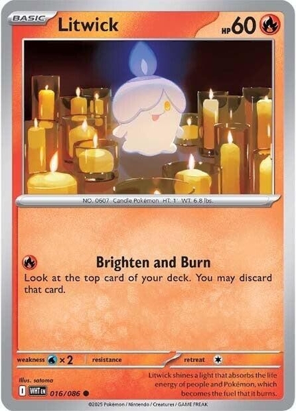 Thẻ hình Pokemon Litwick 016/086 - Lá bài lẻ White Flare Common Reverse Holo tiếng Anh chính hãng