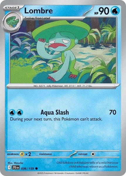 Thẻ hình Pokemon Lombre 036/159 - Lá bài lẻ Journey Together Common Reverse Holo tiếng Anh chính hãng