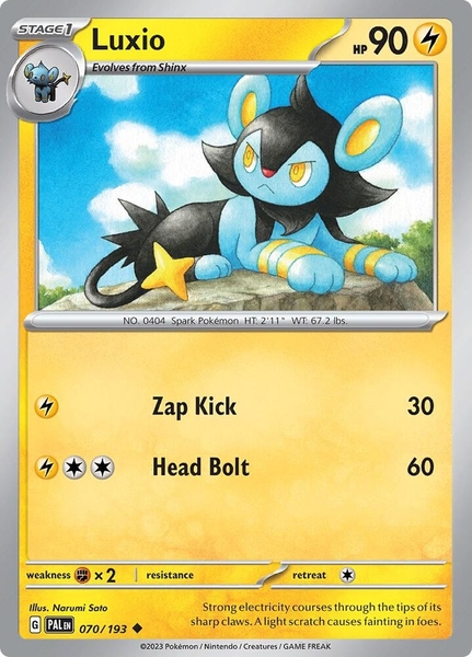 Thẻ hình Pokemon Luxio 070/193 - Lá bài lẻ Paldea Evolved Uncommon Reverse Holo tiếng Anh chính hãng