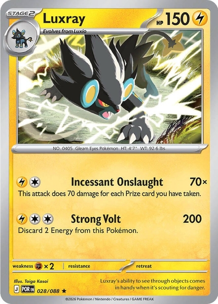 Thẻ hình Pokemon Luxray 028/088 - Lá bài lẻ Perfect Order Holo Rare Reverse Holo tiếng Anh chính hãng