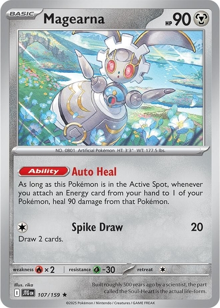 Thẻ hình Pokemon Magearna 107/159 - Lá bài lẻ Journey Together Holo Rare Reverse Holo tiếng Anh chính hãng