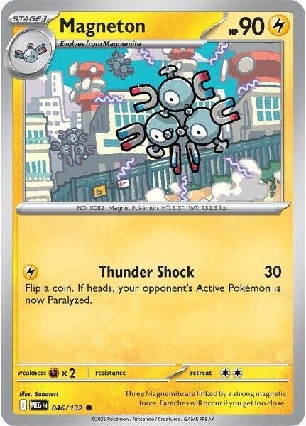 Thẻ hình Pokemon Magneton 046/132 - Lá bài lẻ Mega Evolution Base Set Common Reverse Holo tiếng Anh chính hãng