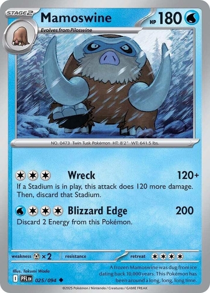 Thẻ hình Pokemon Mamoswine 025/094 - Lá bài lẻ Phantasmal Flames Uncommon Reverse Holo tiếng Anh chính hãng