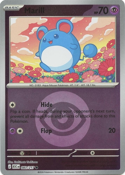 Thẻ hình Pokemon Marill 083/217 - Lá bài lẻ Ascended Heroes Common Energy Symbol Holo tiếng Anh chính hãng