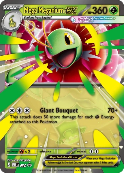 Thẻ hình Pokemon Mega Meganium ex MEP034 - Lá bài lẻ Mega Evolution Promo Promo tiếng Anh chính hãng