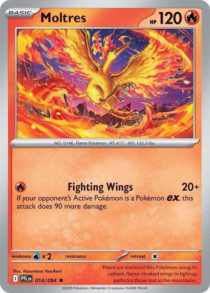 Thẻ hình Pokemon Moltres 014/094 - Lá bài lẻ Phantasmal Flames Holo Rare Reverse Holo tiếng Anh chính hãng