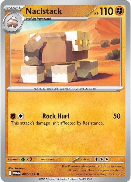 Thẻ hình Pokemon Naclstack 083/132 - Lá bài lẻ Mega Evolution Base Set Common Reverse Holo tiếng Anh chính hãng
