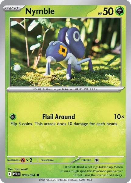 Thẻ hình Pokemon Nymble 009/094 - Lá bài lẻ Phantasmal Flames Common Reverse Holo tiếng Anh chính hãng