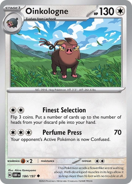 Thẻ hình Pokemon Oinkologne 184/197 - Lá bài lẻ Obsidian Flames Uncommon Reverse Holo tiếng Anh chính hãng
