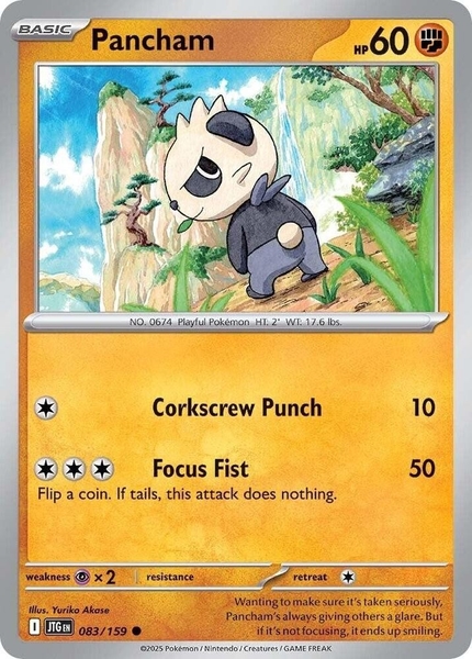 Thẻ hình Pokemon Pancham 083/159 - Lá bài lẻ Journey Together Common Reverse Holo tiếng Anh chính hãng