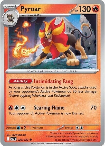 Thẻ hình Pokemon Pyroar 024/132 - Lá bài lẻ Mega Evolution Base Set Uncommon Reverse Holo tiếng Anh chính hãng