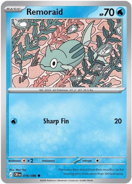 Thẻ hình Pokemon Remoraid 016/086 - Lá bài lẻ Chaos Rising Common Reverse Holo tiếng Anh chính hãng
