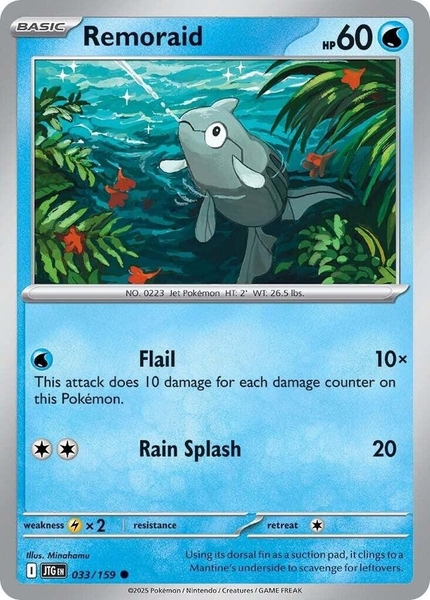 Thẻ hình Pokemon Remoraid 033/159 - Lá bài lẻ Journey Together Common Reverse Holo tiếng Anh chính hãng