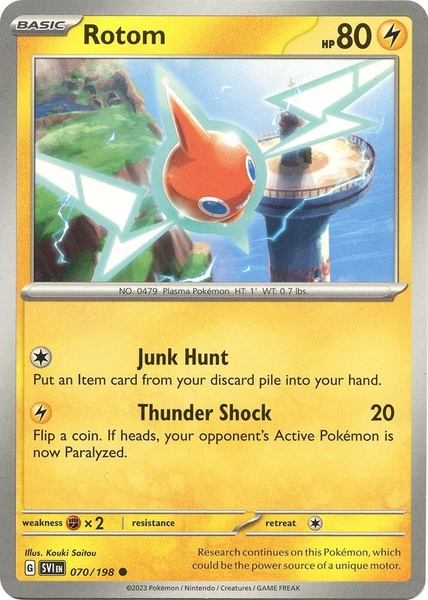 Thẻ hình Pokemon Rotom 070/198 - Lá bài lẻ Scarlet & Violet Base Set Common Reverse Holo tiếng Anh chính hãng
