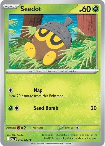 Thẻ hình Pokemon Seedot 013/132 - Lá bài lẻ Mega Evolution Base Set Common Reverse Holo tiếng Anh chính hãng