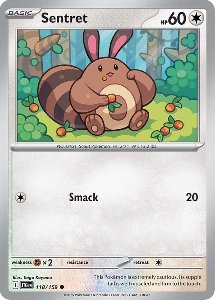 Thẻ hình Pokemon Sentret 118/159 - Lá bài lẻ Journey Together Common Reverse Holo tiếng Anh chính hãng