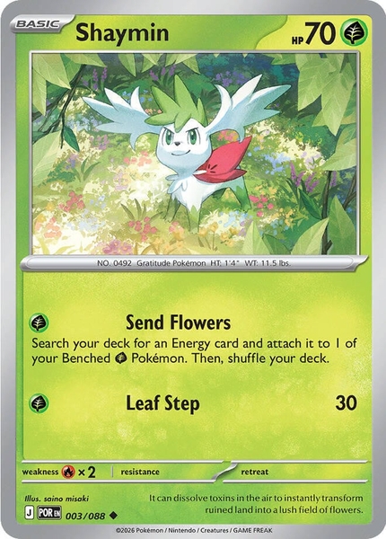 Thẻ hình Pokemon Shaymin 003/088 - Lá bài lẻ Perfect Order Uncommon Reverse Holo tiếng Anh chính hãng