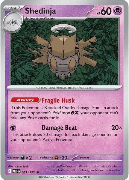 Thẻ hình Pokemon Shedinja 061/132 - Lá bài lẻ Mega Evolution Base Set Uncommon Reverse Holo tiếng Anh chính hãng