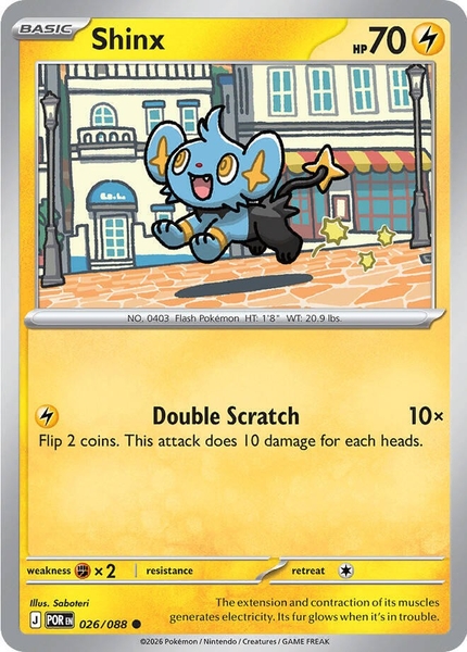 Thẻ hình Pokemon Shinx 026/088 - Lá bài lẻ Perfect Order Common Reverse Holo tiếng Anh chính hãng