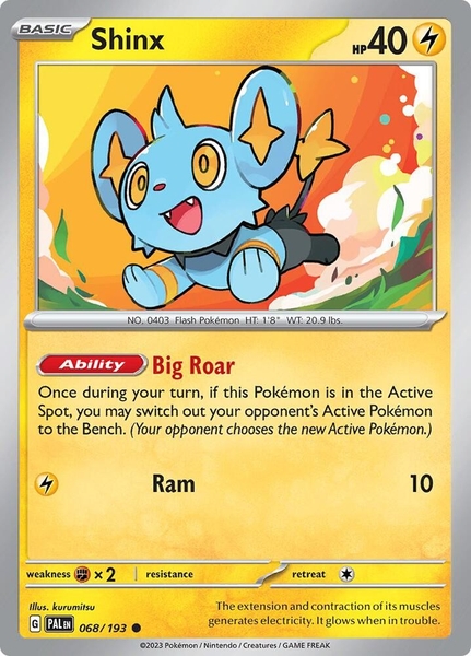 Thẻ hình Pokemon Shinx 068/193 - Lá bài lẻ Paldea Evolved Common Reverse Holo tiếng Anh chính hãng