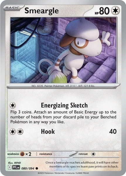 Thẻ hình Pokemon Smeargle 080/094 - Lá bài lẻ Phantasmal Flames Common Reverse Holo tiếng Anh chính hãng