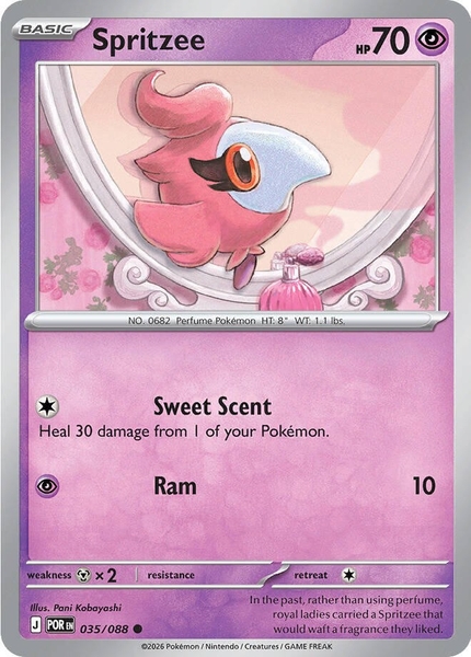 Thẻ hình Pokemon Spritzee 035/088 - Lá bài lẻ Perfect Order Common Reverse Holo tiếng Anh chính hãng