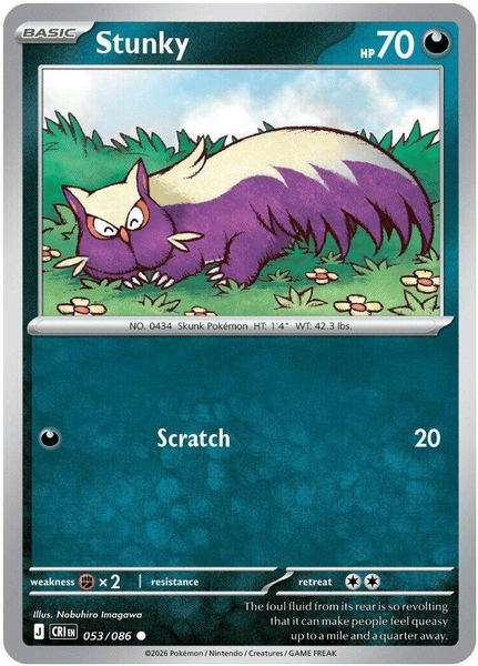 Thẻ hình Pokemon Stunky 053/086 - Lá bài lẻ Chaos Rising Common Reverse Holo tiếng Anh chính hãng