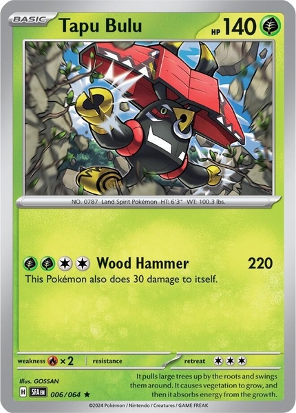Thẻ hình Pokemon Tapu Bulu 006/064 - Lá bài lẻ Shrouded Fable Rare Reverse Holo tiếng Anh chính hãng ảnh 3