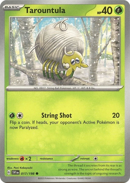 Thẻ hình Pokemon Tarountula 017/198 - Lá bài lẻ Scarlet & Violet Base Set Common Reverse Holo tiếng Anh chính hãng